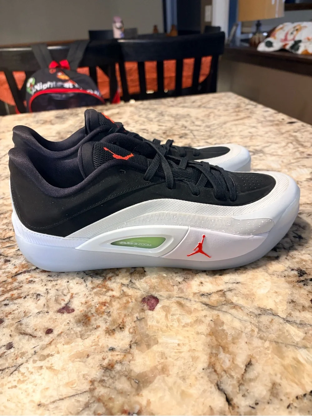 Jordan Zion 4 Men's Low-Top Athletic Shoes - Black/White with Red & Green